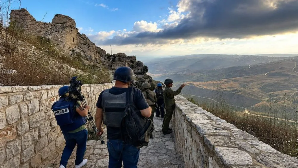 Journalists visit Beaufort Castle in southeastern Lebanon on July 9, 2026. Photo by Kostis Konstantiou/TPS-IL.