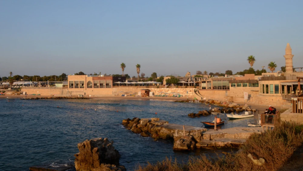 A view of the beachfront at Caesarea National Park in Caeserea during sunset on July 8, 2012. Photo by Danna Hymanson/Flash90.
