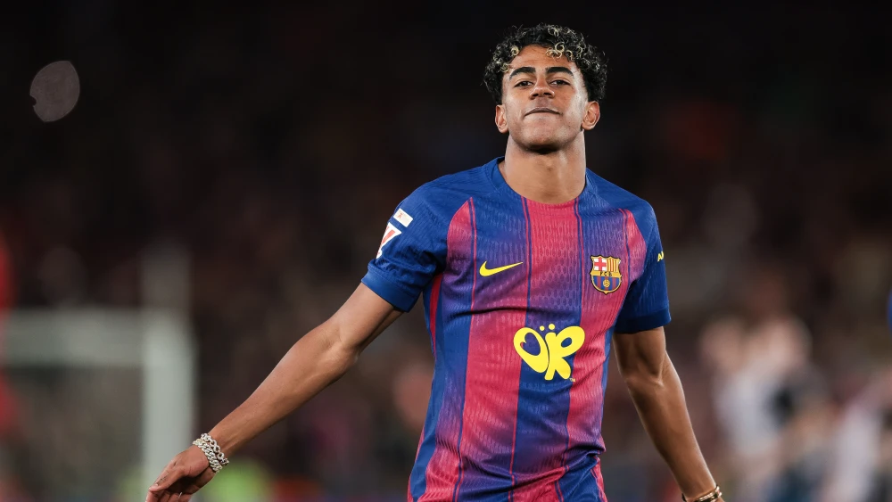 Lamine Yamal of FC Barcelona celebrates the victory during the LaLiga EA Sports match between FC Barcelona and Real Madrid CF at Spotify Camp Nou on May 10, 2026 in Barcelona, Spain. Photo by Eric Alonso/Getty Images.
