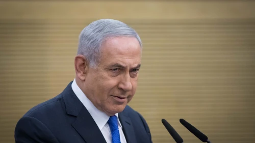 Israeli Prime Minister Benjamin Netanyahu delivers a statement to the media at the Knesset on May 27, 2019. Photo by Hadas Parush/Flash90.