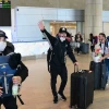 Israeli travelers who had been stranded in South America due to coronavirus travel restrictions arrive at Ben-Gurion International Airport from São Paolo through New York on March 23, 2020. Photo by Tomer Neuberg/Flash90.