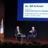US billionaire investor speaking at Haifa University on Sunday. Credit: Roy Hermoni, September 14, 2025.