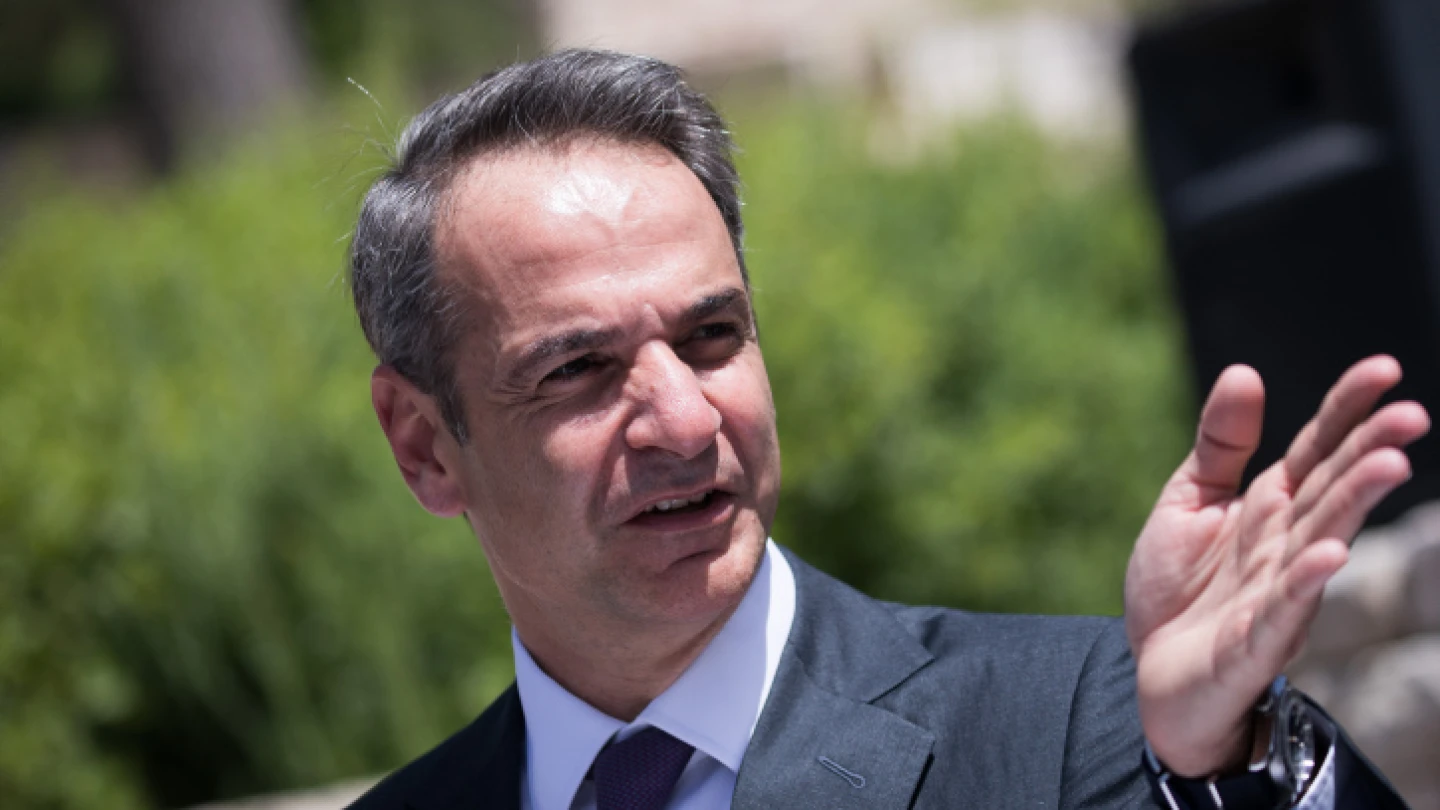 Greek Prime Minister Kyriakos Mitsotakis visits at the Yad Vashem Holocaust memorial museum in Jerusalem, on June 17, 2020. Photo by Yonatan Sindel/Flash90