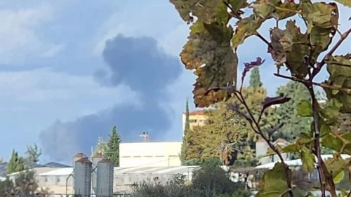 Smoke billows from the Shlomi area in the Upper Galilee after a Hezbollah missile fired from Lebanon hit, Dec. 24, 2023. Photo by Roni Egozi-Haberman/TPS.