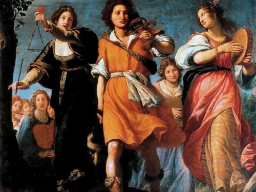 'Triumph of David" by Matteo Rosselli, c1621, captures the king’s entry into Jerusalem after defeating the Philistines’ champion Goliath. Credit: Galleria Palatina, Florence via Wikipedia Commons.