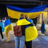 A protest against the Russian invasion of Ukraine at Jerusalem City Hall on Feb. 28, 2022. Photo by Olivier Fitoussi/Flash90.