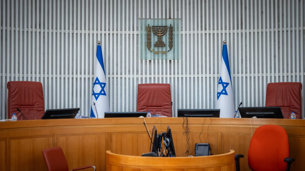 A view of the empty courtroom at the Supreme Court in Jerusalem on July 13, 2025. Photo by Yonatan Sindel/Flash90.