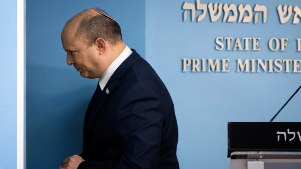 Israeli Prime Minister Naftali Bennett holds a press conference at the Prime Minister's Office in Jerusalem on Aug. 18, 2021. Photo by Yonatan Sindel/Flash90.