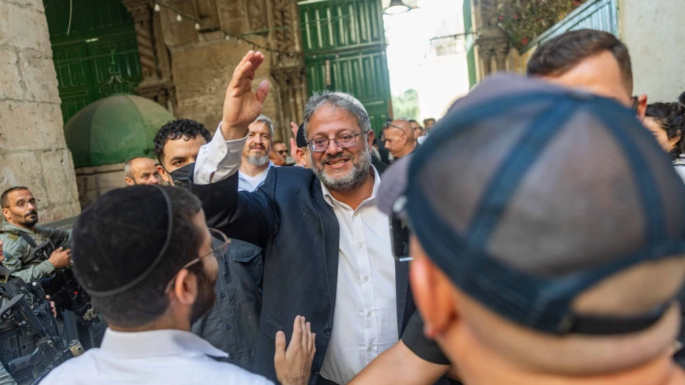 Israeli National Security Minister Itamar Ben-Gvir is seen after a visit to the Temple Mount in Jerusalem's Old City during Tisha B’Av, Aug. 3, 2025. Photo by Chaim Goldberg/Flash90.