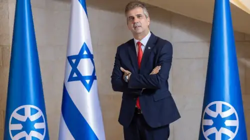 Then-Israeli Foreign Minister Eli Cohen at the ministry in Jerusalem, June 12, 2023. Photo by Yossi Aloni/Flash90.
