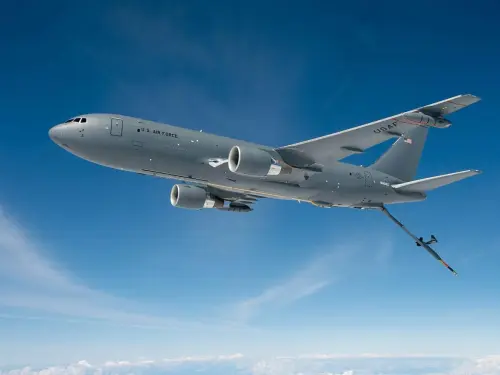 An illustration of Boeing KC-46 refueling aircraft. Credit: Boeing.