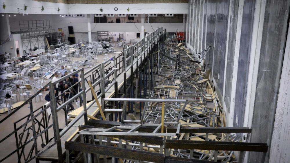 The synagogue in Givat Ze'ev, where collapsed bleachers left two worshippers dead and nearly 200 injured on the eve of Shavuot, May 16, 2021. Photo by Noam Revkin Fenton/Flash90.