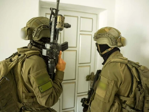Israel Defense Forces soldiers raid the Judea and Samaria offices of the terror-linked Union of Agricultural Work Committees, Dec. 1, 2025. Credit: IDF.