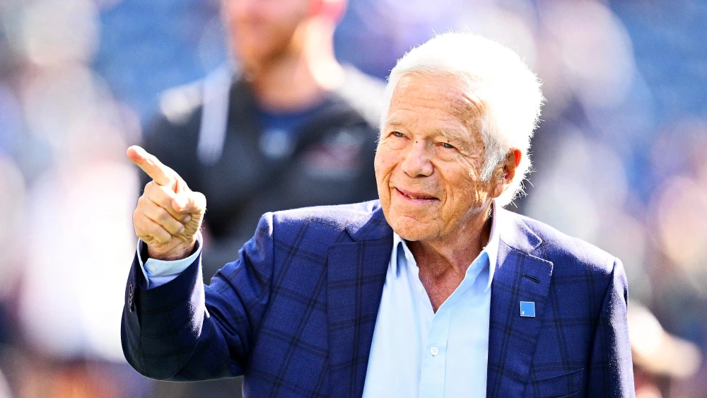 Robert Kraft, owner of the New England Patriots, walks the field before the game between the Seattle Seahawks and the New England Patriots at Lumen Field in Seattle, Sept. 9, 2026. Photo by Jane Gershovich/Getty Images.