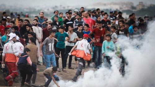Palestinan protesters clash with Israeli soldeirs during a demonstration near the border with Israel near Gaza City, on May 31, 2019. Photo by Hassan Jedi/Flash90.