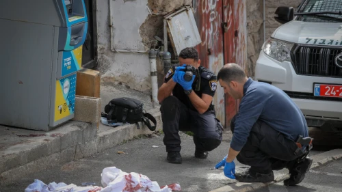 Police at the scene of a shooting attack carried out by a 13-year-old boy in eastern Jerusalem, Jan. 28, 2023. Photo by Jamal Awad/Flash90.