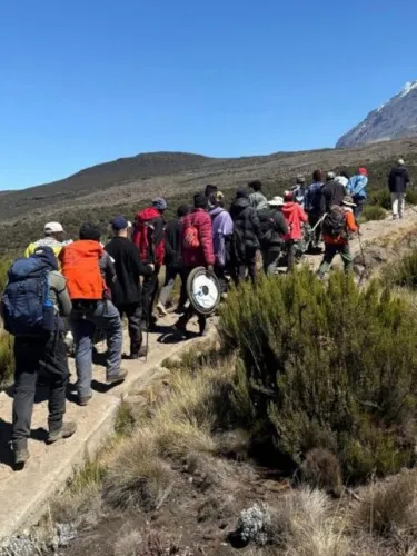 #AccessibleTogether's Team 4 climbs toward the summit of Mount Kilimanjaro, July 2026. Credit: Accessibility Accelerator