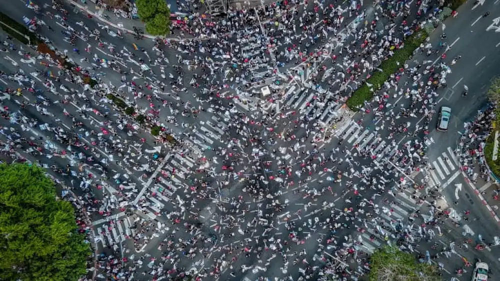 Israelis protest against the Israeli government's planned judicial overhaul, in Haifa, northern Israel, July 8, 2023. Photo by Flash90 *** Local Caption *** ???? ???? ?????? ?????? ?????? ?????? ???? ????