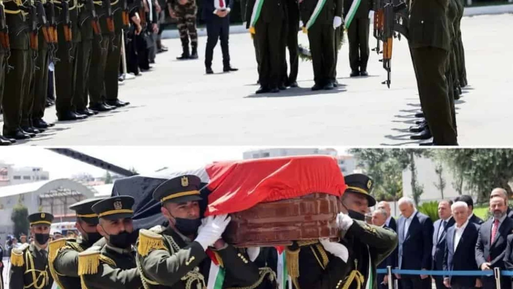 The funeral in Ramallah for Qadri Abu Bakr, head of the Palestinian Commission of Detainees and Ex-Detainees Affairs, July 2, 2023. Source: Twitter.