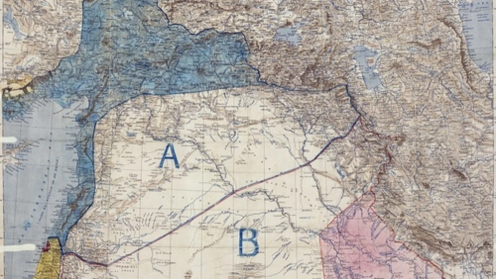 Click photo to download. Caption: The original map of the 1916 Sykes-Picot Agreement. Credit: Royal Geographical Society via Wikimedia Commons.