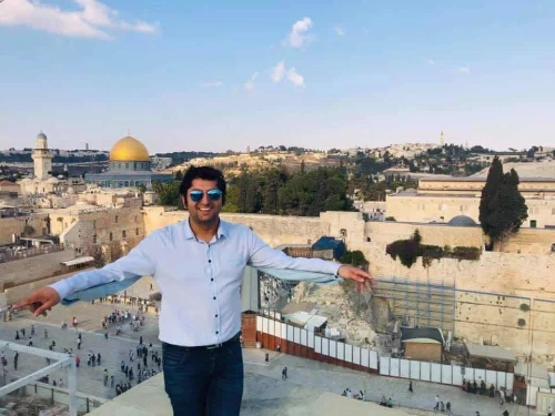 MP Himanshu Gulati, chairman of the Norwegian Israel Allies Caucus, on his way to visit the Western Wall in the Old City of Jerusalem. Credit: Courtesy.