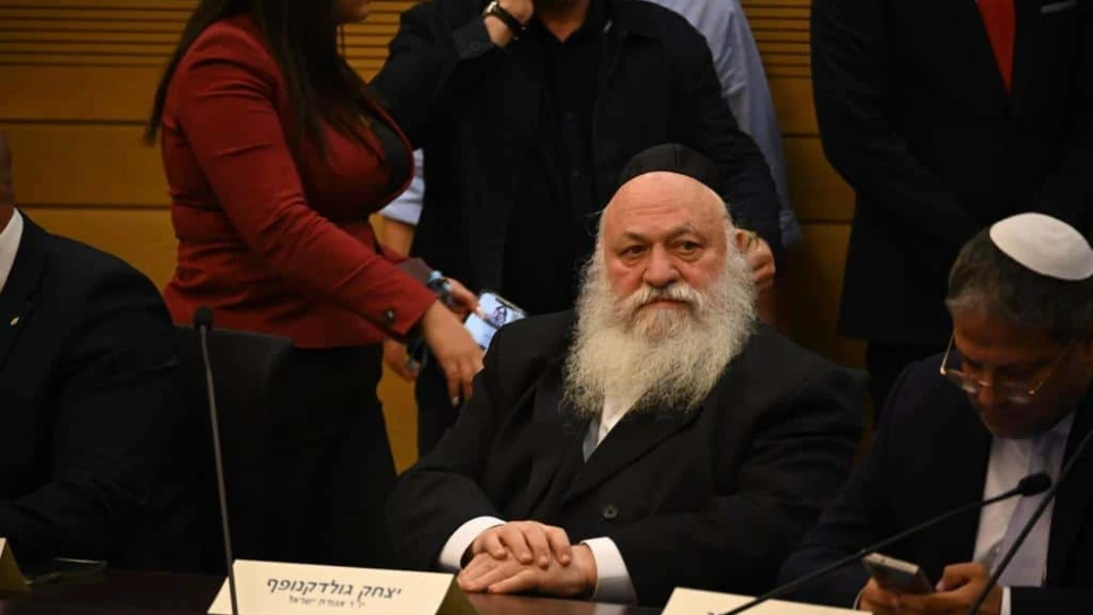 Construction and Housing Minister Yitzhak Goldknopf at the Knesset in Jerusalem, May 23, 2023. Photo by Yoav Dudkevitch/TPS.
