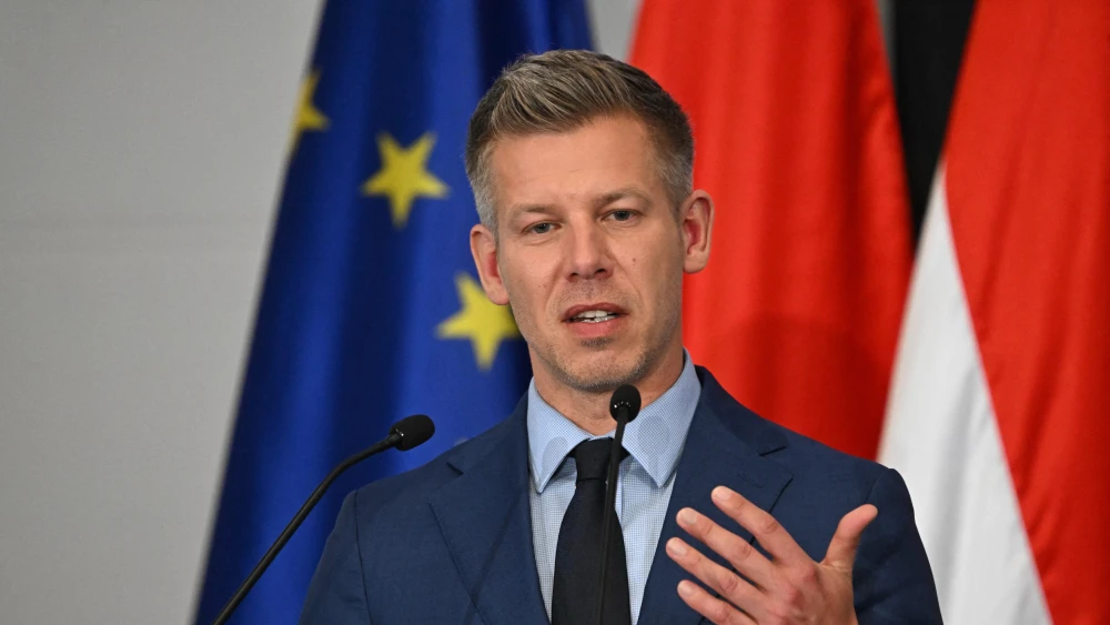 Peter Magyar answers reporters' questions during a press conference in Budapest, April 20, 2026. Photo by Attila Kisbenedek/AFP via Getty Images.