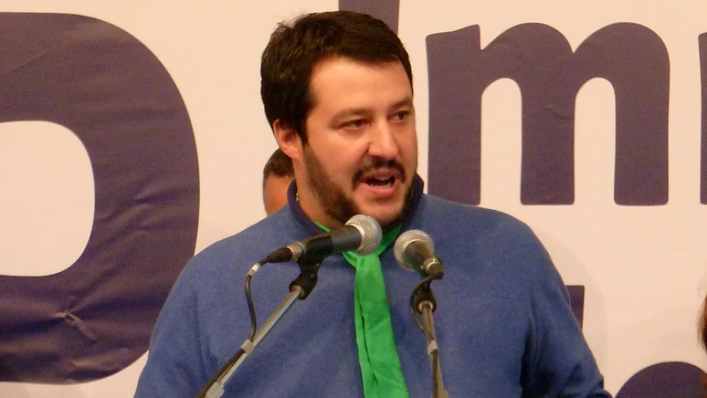 Matteo Salvini speaks during a Lega Nord rally in 2013. Credit: Fabio Visconti via Wikimedia Commons.