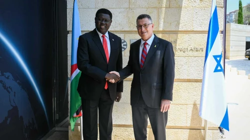 Israeli Foreign Minister Gideon Sa’ar hosted the foreign minister of South Sudan, Monday Semaya Kumba in Jerusalem, July 29, 2025. Credit: Israeli Foreign Ministry.