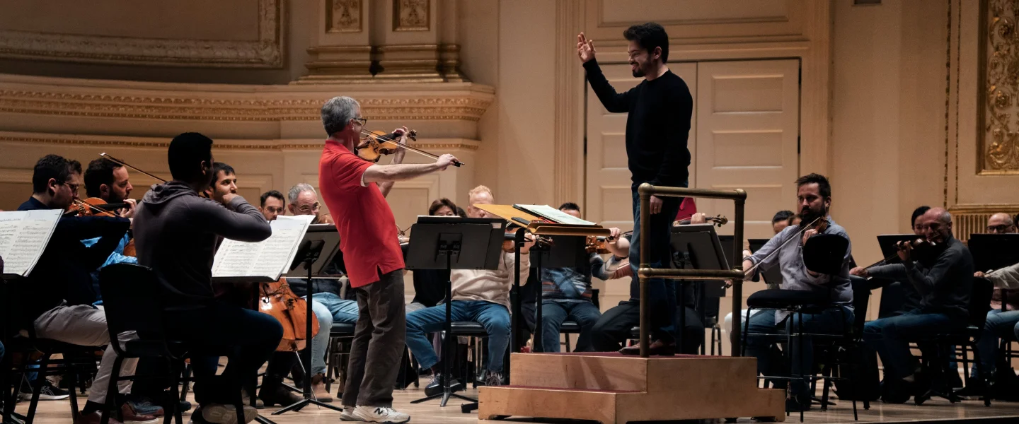 The Israel Philharmonic Orchestra rehearses before its Nov. 14 performance at Carnegie Hall. Credit: Ron Oren.
