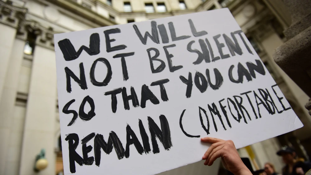 Protesting free speech in New York City. Credit: A Katz/Shutterstock.