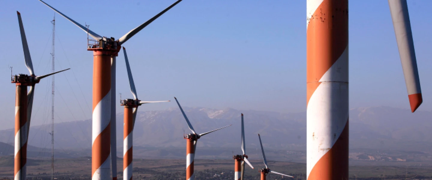 Wind turbines in the Golan Heights, March 8, 2007. Photo by Nati Shohat/Flash90.