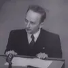 Ben Ferencz, 27, as a prosecutor at Nuremberg, Germany, 1947. Source: YouTube.