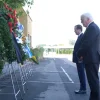Israeli President Isaac Herzog (left) and German President Frank-Walter Steinmeier lay wreaths in memory of the 11 Israeli victims of the 1972 Munich Olympics massacre. Credit: Amos Ben-Gershom/GPO.