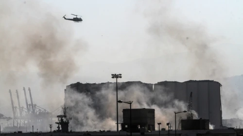 A general view of the destroyed port in the aftermath of a massive explosion in Beirut, Aug. 5, 2020. Photo by Zaatari Lebanon/Flash90.