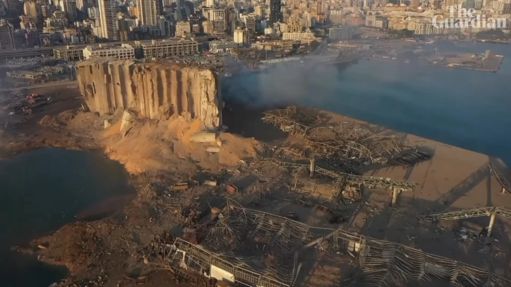 The aftermath of a massive explosion that rocked the Beirut port on Aug. 4, 2020, and was felt as far away as Cyprus. Source: Screenshot.