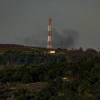 Smoke rises during an exchange of fire between the IDF and Hezbollah terrorists on the border between Israel and Lebanon, Jan. 7, 2024. Photo by Ayal Margolin/Flash90.