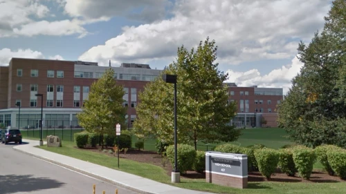 Newton North High School in Newton, Mass. Several pro-Israel groups contend that the Middle East curriculum in Newton public school has anti-Israel bias. Credit: Google Maps screenshot.