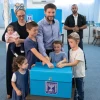 Yamina Party candidate Bezalel Smotrich and his family cast their ballots at a voting station in Kdumim on Sept. 17, 2019. Photo by Sraya Diamant/Flash90.