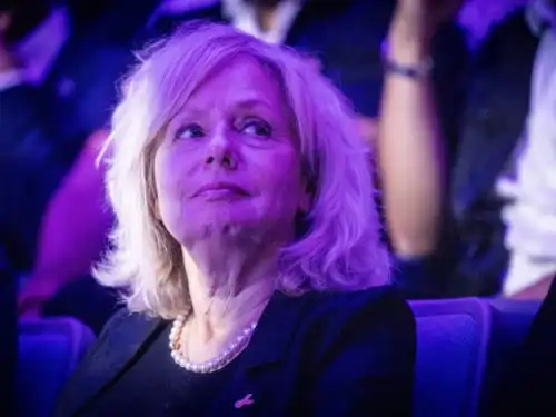 Israeli Attorney General Gali Baharav-Miara attends a farewell ceremony in honor of Police Commissioner Kobi Shabtai, at the National Police Academy in Beit Shemesh, on July 14, 2024. Photo by Chaim Goldberg/Flash90.