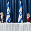 Israeli Prime Minister Benjamin Netanyahu and Vice Prime Minister Benny Gantz lead the weekly Cabinet meeting, at the Foreign Ministry in Jerusalem on June 7, 2020. Photo by Marc Israel Sellem/POOL.
