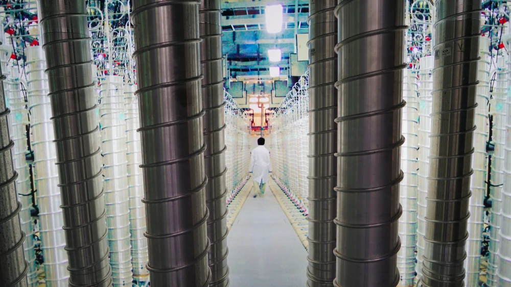 Centrifuges at the Iran nuclear energy exhibition in the Islamic Revolution and Holy Defense Museum in Tehran, 2018. Credit: Maps/Shutterstock.