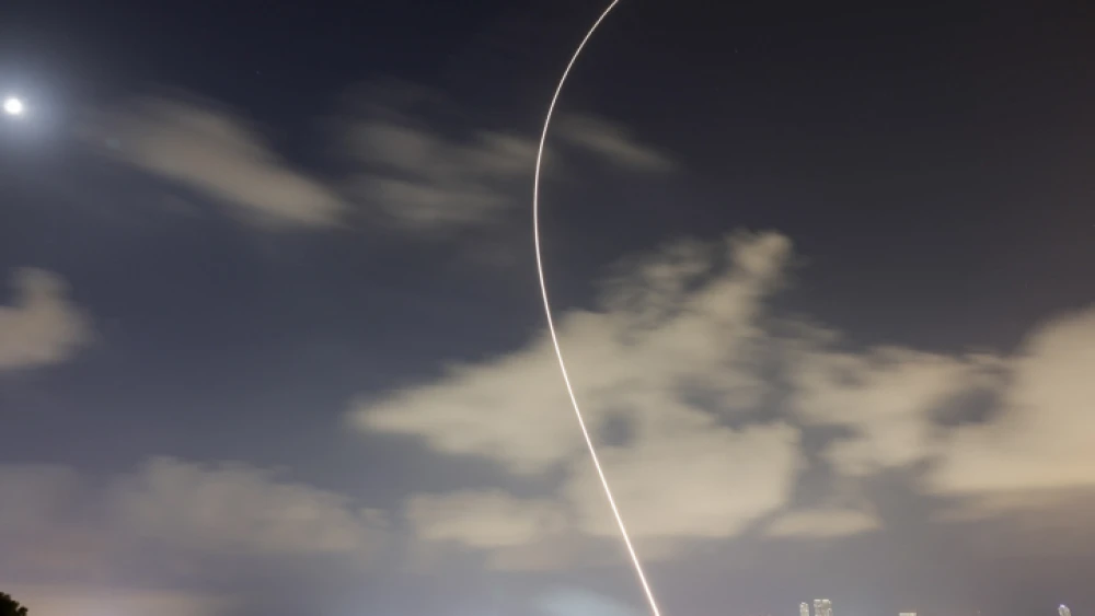 Israel's Iron Dome missile-defense system fires interceptors at rockets launched from the Gaza Strip, in central Israel, Aug. 6, 2022. Photo by Nati Shohat/Flash90.