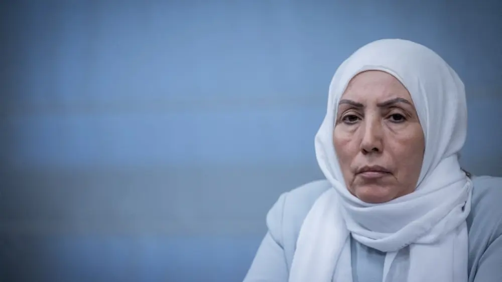 MK Iman Khatib-Yasin attends a faction meeting at the Knesset in Jerusalem, July 17, 2023. Photo by Chaim Goldberg/Flash90.