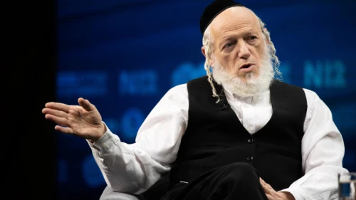 Yehuda Meshi Zahav, chairman of Israel's ZAKA rescue organization, speaks at a conference in Jerusalem on March 7, 2021. Photo by Yonatan Sindel/Flash90.