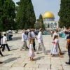 Israeli security personnel escort a group of religious Jews as they visit the Temple Mount in Jerusalem’s Old City on Simchat Torah, Oct. 1, 2018. Photo by Sliman Khader/Flash90.