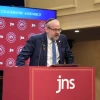 Rabbi Yehuda Kaploun speaks at the JNS Visionary Leadership Assembly in New York City on Sept. 28, 2025, sharing how Jewish identity guides his work as U.S. special envoy–designate to combat antisemitism. Credit: JNS.