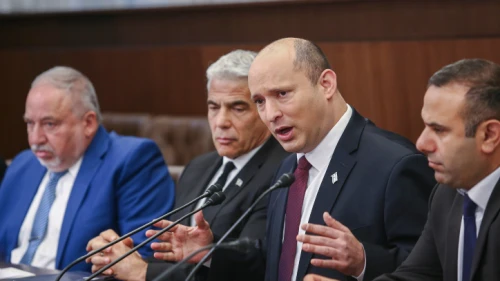 Then-Prime Minister Naftali Bennett leads a Cabinet meeting at the Prime Minister's Office in Jerusalem, June 19, 2022. Photo by Alex Kolomoisky/POOL.