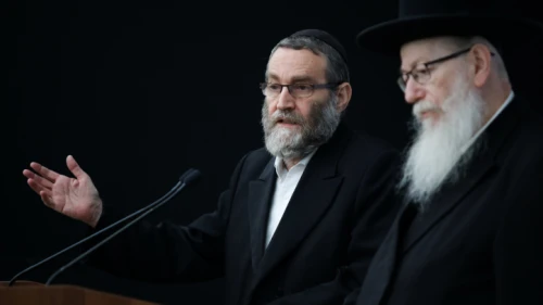 Members of Israel's United Torah Judaism Party hold a press conference after meeting with Israeli President Reuven Rivlin at the President's Residence in Jerusalem on Sept. 23, 2019. Photo by Hadas Parush/Flash90.