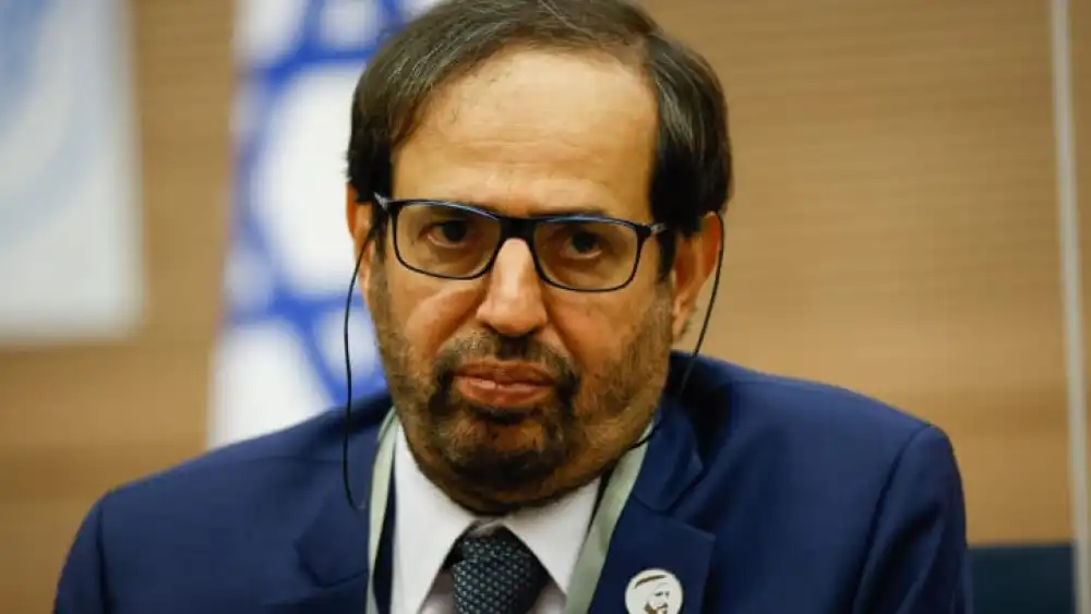 Ali Rashid Al Nuaimi, chairman of the Defense Affairs, Interior and Foreign Relations Committee of the UAE Federal National Council visits the Israeli parliament in Jerusalem, Feb. 7, 2022. Photo by Olivier Fitoussi/Flash90.